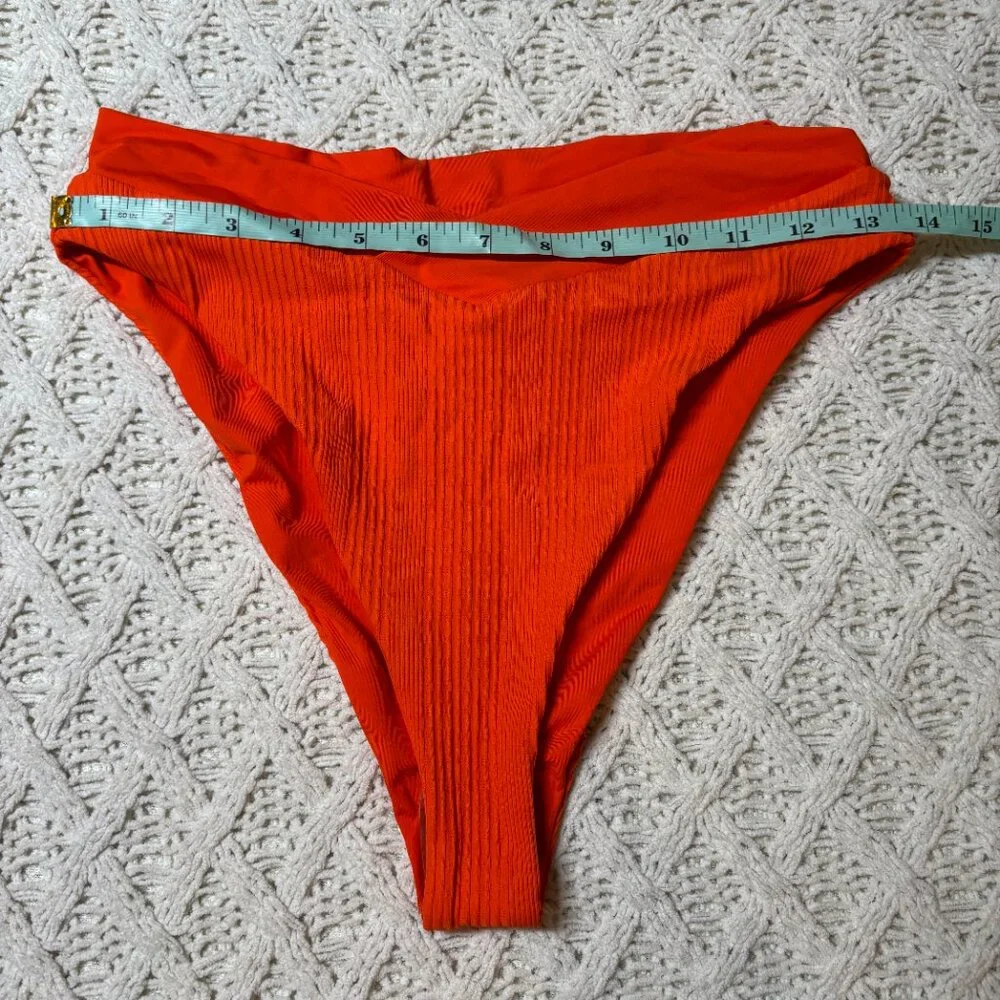 NWT L*Space Court Bikini‎ Bottoms Pop Orange Ribbed High Leg – Women’s XL NWT